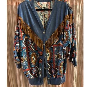 Vintage Aztec Fringe Cardigan